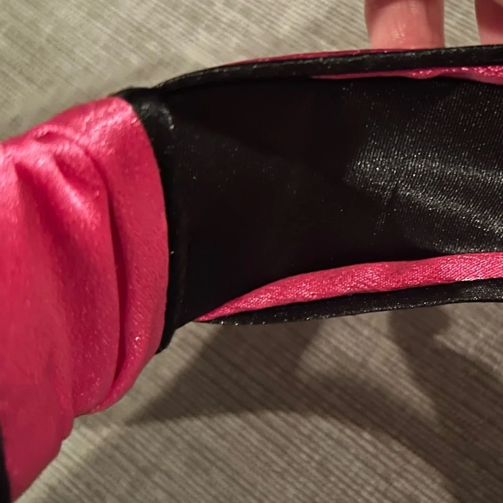 Natasha Pink Black Silk-Satin Knotted Headband